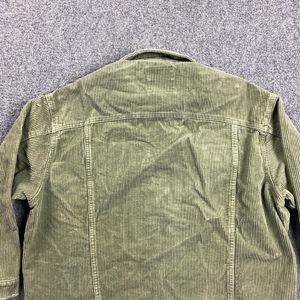 Zara Jacket Womens Small Corduroy Green Trucker Front Pockets‎ Outerwear Frayed - Picture 8 of 10